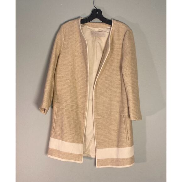 Zara Spring Ecru Mid-length Coat Jacket Linen ~ Minimalist & Marvelous ~ Sz M - Picture 5 of 7